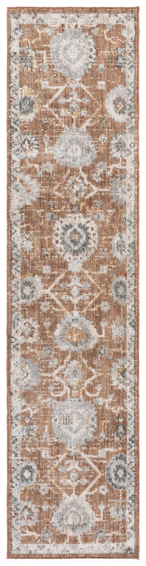 Safavieh Vintage Transitional Square Rug In Rust & Ivory Grey — Low-Profile Polyester Pile, Turkey-Made Elegance 6'-3" x 6'-3" VTR508P-6SQ