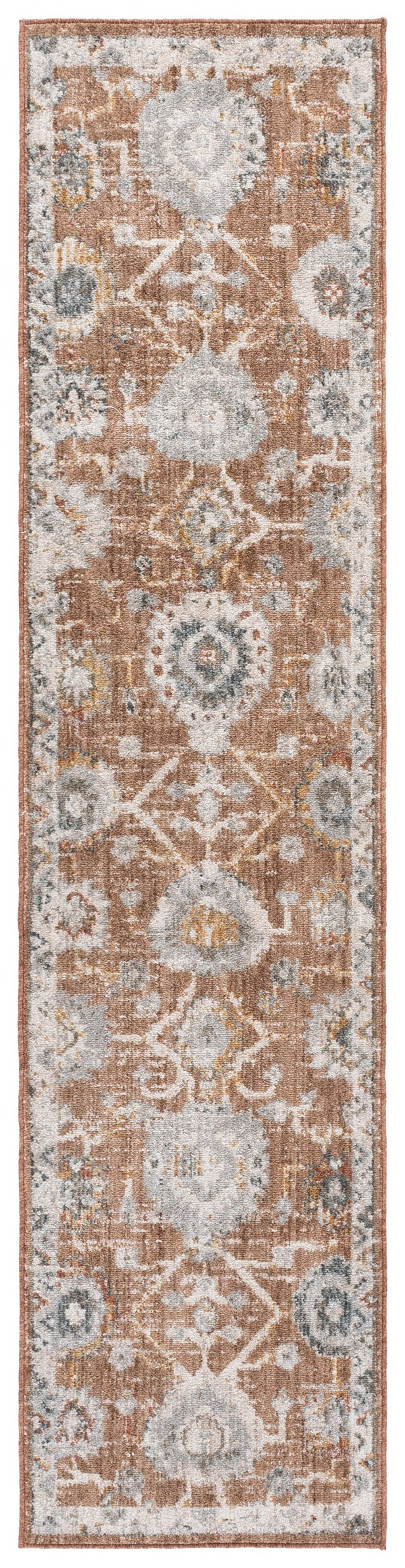 Safavieh Vintage Vintage Rosewood Area Rug With Distressed Floral Motifs In Rust And Ivory Grey, Power-Loomed Turkish Quality 8'-0" x 9'-6" VTR508P-8