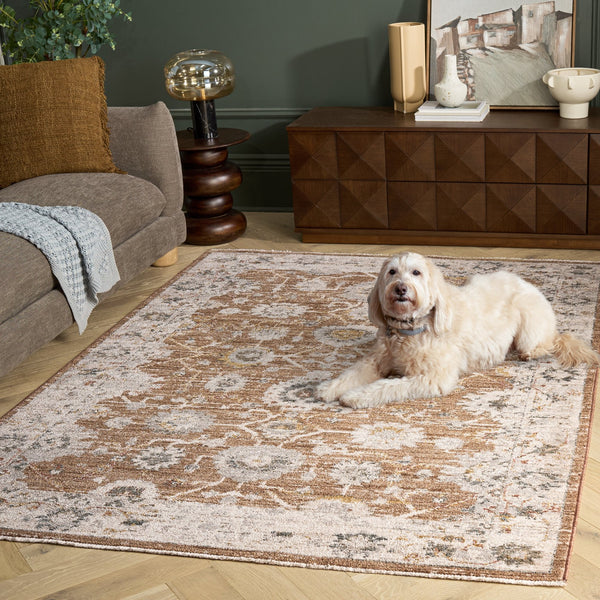 Safavieh Vintage Rust & Ivory Grey Runner Rug With Low-Profile Pile, Durable Power-Loomed Turkish Weave For Hallways 2'-0" x 8'-0" VTR508P-28