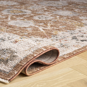 Safavieh Vintage Rust And Ivory Grey Area Rug — Turkish Power-Loomed Floral Transitional Design, Soft Pile 4'-0" x 6'-0" VTR508P-4