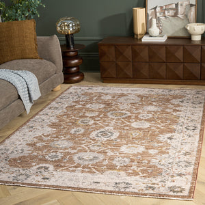 Safavieh Vintage Rust & Ivory Grey Runner Rug With Low-Profile Pile, Durable Power-Loomed Turkish Weave For Hallways 2'-0" x 8'-0" VTR508P-28