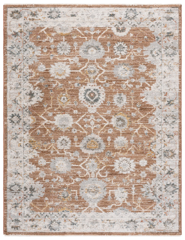 Safavieh Vintage Warm Rust And Ivory-Grey Transitional Floral Area Rug, Low-Profile Polyester Pile, Turkish Made 90X100 Chars 5'-3" x 7'-3" VTR508P-5