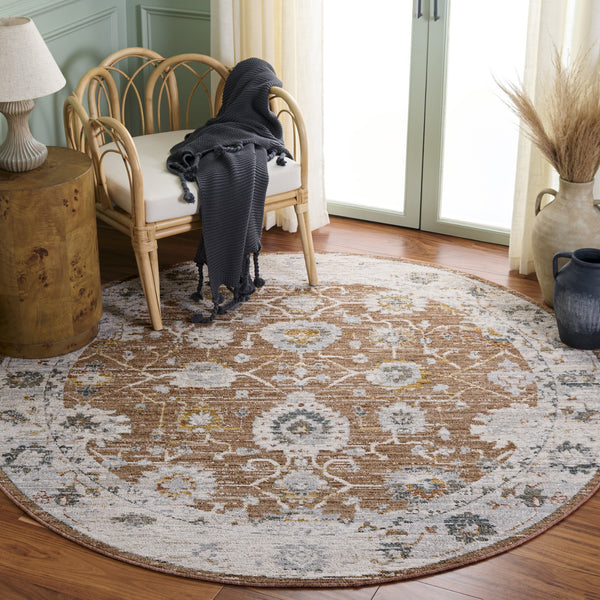Safavieh Vintage Rust And Ivory Grey Area Rug — Turkish Power-Loomed Floral Transitional Design, Soft Pile 4'-0" x 6'-0" VTR508P-4