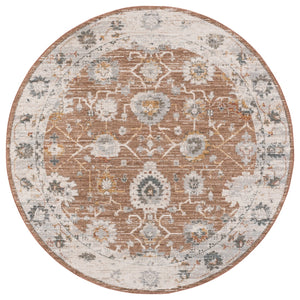 Safavieh Vintage Warm Rust And Ivory-Grey Transitional Floral Area Rug, Low-Profile Polyester Pile, Turkish Made 90X100 Chars 5'-3" x 7'-3" VTR508P-5