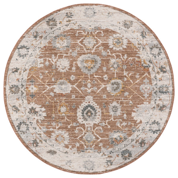 Safavieh Vintage Rust And Ivory Grey Area Rug — Turkish Power-Loomed Floral Transitional Design, Soft Pile 4'-0" x 6'-0" VTR508P-4