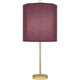 Robert Abbey Kate Table Lamp Modern Brass Finish w/ Clear Crystal Accents Vintage Wine Fabric