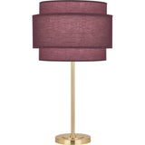 Robert Abbey Decker Table Lamp Modern Brass Finish Vintage Wine Fabric