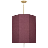 Robert Abbey Kate Pendant Modern Brass Finish w/ Clear Crystal Accent Vintage Wine Fabric