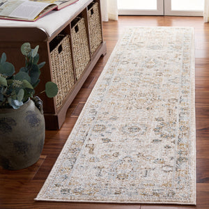 Safavieh Vintage Elegant Turkish Area Rug In Ivory Beige Blue Tones, Low-Profile 1/4" Pile, Durable Power-Loomed Design 4'-0" x 6'-0" VWD200A-4