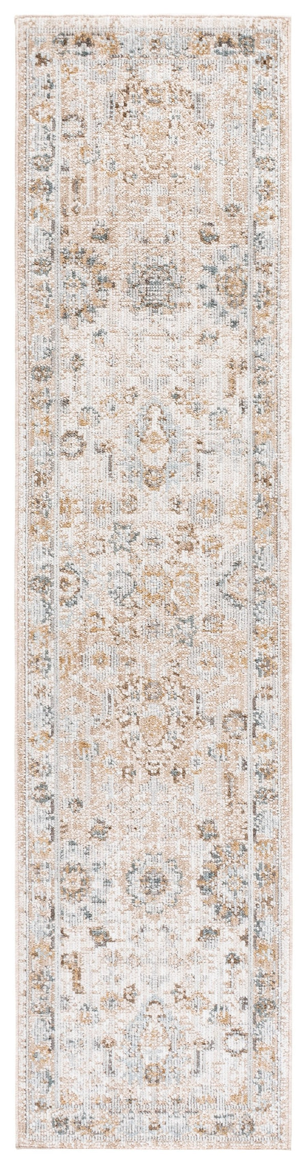 Safavieh Vintage Elegant Turkish Area Rug In Ivory Beige Blue Tones, Low-Profile 1/4" Pile, Durable Power-Loomed Design 4'-0" x 6'-0" VWD200A-4