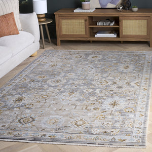 Safavieh Vintage Transitional Floral Rug In Grey Beige Blue — Power-Loomed Turkey, Soft Polyester Pile, Durable Backing 4'-0" x 6'-0" VWD200F-4