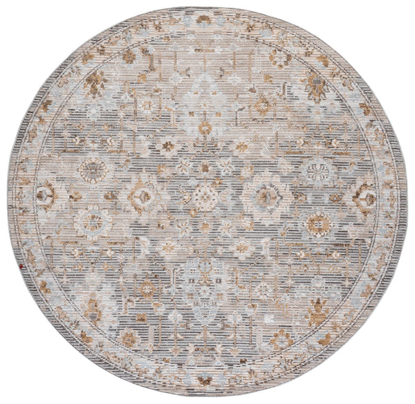 Safavieh Vintage Round Transitional Area Rug In Grey Beige-Blue Tones — Low-Profile, Power-Loomed Durability 6'-3" x 6'-3" VWD200F-6R