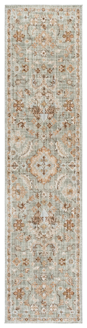 Safavieh Vintage Elegant Runner Rug In Green Beige Brown Tones — Low‑Profile Polyester Pile, Durable Turkish Power‑Loomed Quality 2'-0" x 8'-0" VWD204Y-28