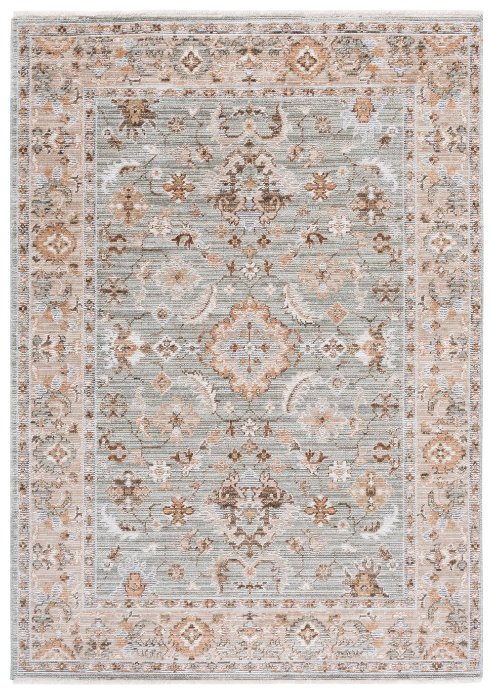 Safavieh Vintage Timeless Transitional Area Rug In Green Beige-Brown With Subtle Florals, Low-Profile Turkish Weave 4'-0" x 6'-0" VWD204Y-4