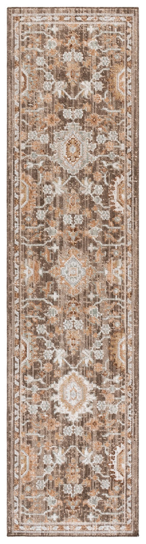 Safavieh Vintage Timeless Transitional Area Rug In Brown And Beige-Ivory — Plush Polyester, Low-Profile, Durable Backing 6'-3" x 6'-3" VWD206T-6SQ