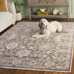 Safavieh Vintage Timeless Transitional Area Rug In Brown And Beige-Ivory — Plush Polyester, Low-Profile, Durable Backing 6'-3" x 6'-3" VWD206T-6SQ