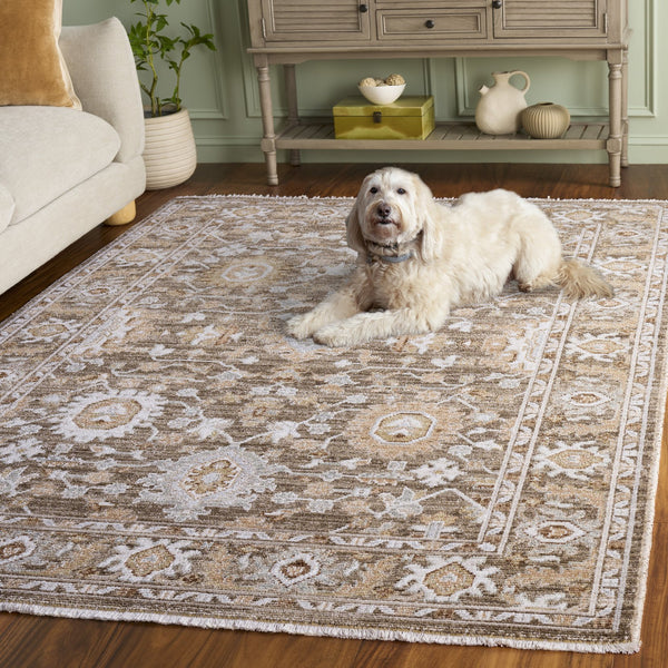 Safavieh Vintage Timeless Transitional Area Rug In Brown And Beige-Ivory — Plush Polyester, Low-Profile, Durable Backing 6'-3" x 6'-3" VWD206T-6SQ