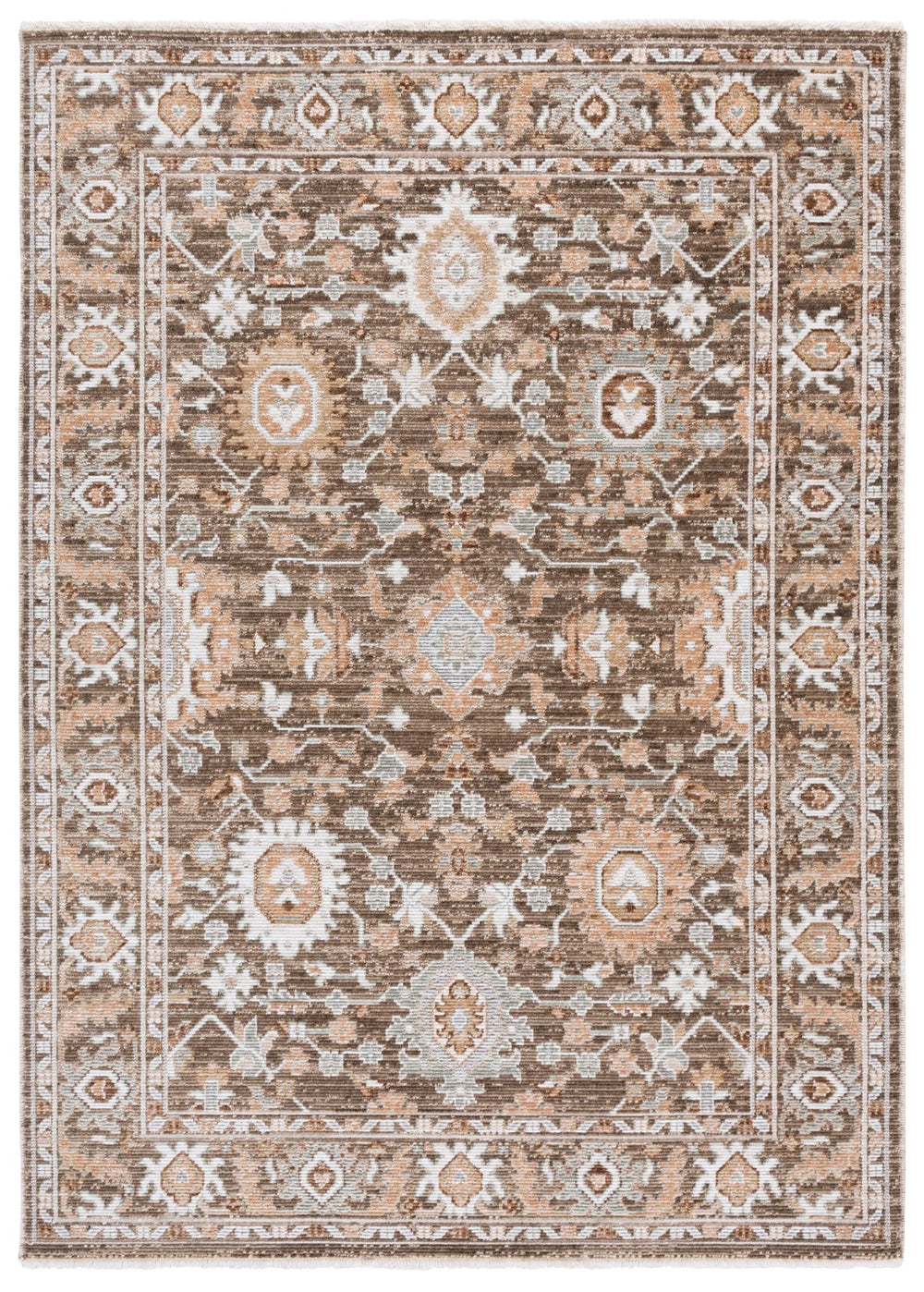 Safavieh Vintage Round Power-Loomed Turkish Area Rug In Warm Brown & Beige Ivory, Low-Profile Soft Pile 6'-3" x 6'-3" VWD206T-6R