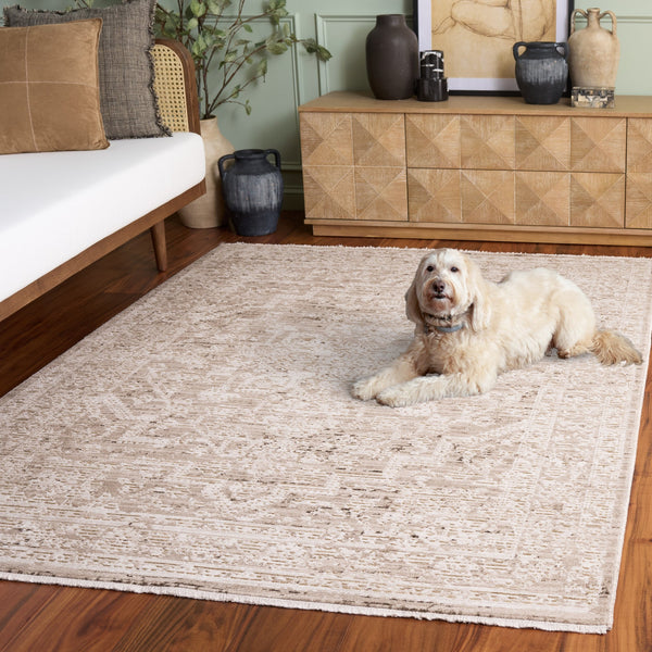 Safavieh Vintage Power-Loomed Area Rug In Beige And Ivory With Low-Profile Pile, Durable Polyester For Modern Homes 5'-0" x 8'-0" VWD208B-5