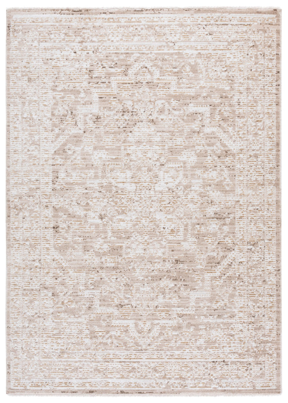 Safavieh Vintage Turkish Area Rug In Beige Ivory Transitional Design — Low-Profile Polyester Pile, Durable Backing 6'-3" x 6'-3" VWD208B-6SQ