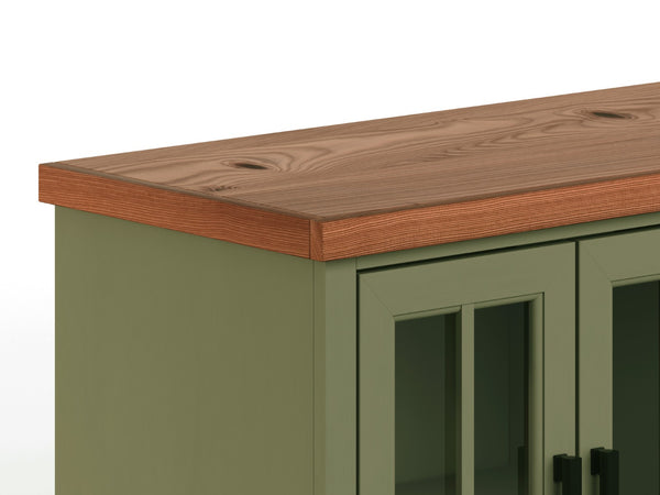 Legends Furniture Bridgevine Home Vineyard 67 Inch Tv Stand Console For Tvs Up To 80 Inches, No Assembly Required, Sage Green And Fruitwood Finish Sage And Fruitwood, Green Poplar Solids And Okoume Veneers Vy1210.Sfl