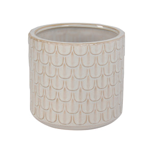 Moe's Home Herb Ceramic Planter - Handmade Stoneware With Elegant Scale Patterning For Your Indoor Garden White 100% Stoneware Vz-1024-18