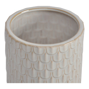 Moe's Home Herb Ceramic Planter - Handmade Stoneware With Elegant Scale Patterning For Your Indoor Garden White 100% Stoneware Vz-1024-18