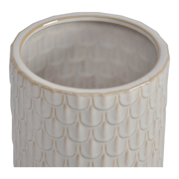 Moe's Home Herb Ceramic Planter - Handmade Stoneware With Elegant Scale Patterning For Your Indoor Garden White 100% Stoneware Vz-1024-18