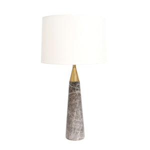 Pasargad Modern Marble Table Lamp With Gold Base & White Shade - 28" Chic Home Accent Light White Marble Pmt-29140