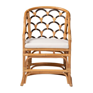 Bali & Pari Veneto Handcrafted Rattan Dining Chair with Scalloped Boho Backrest