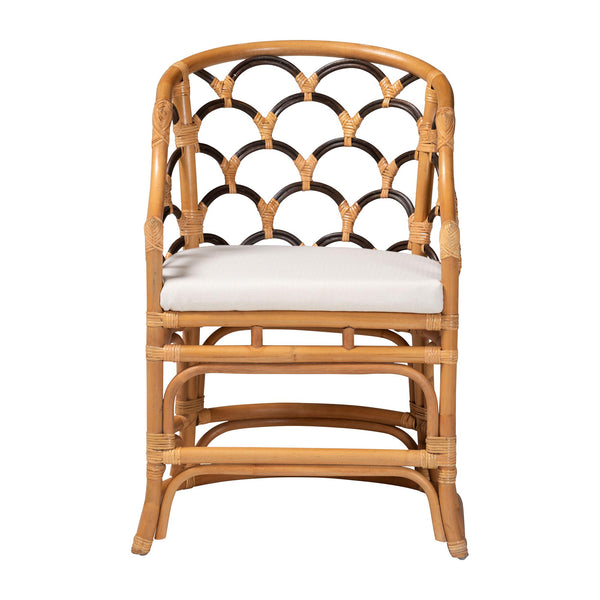 Bali & Pari Veneto Handcrafted Rattan Dining Chair with Scalloped Boho Backrest