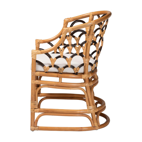 Bali & Pari Veneto Handcrafted Rattan Dining Chair with Scalloped Boho Backrest