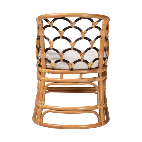 Bali & Pari Veneto Handcrafted Rattan Dining Chair with Scalloped Boho Backrest