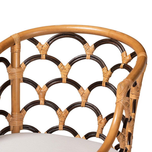 Bali & Pari Veneto Handcrafted Rattan Dining Chair with Scalloped Boho Backrest