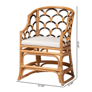 Bali & Pari Veneto Handcrafted Rattan Dining Chair with Scalloped Boho Backrest