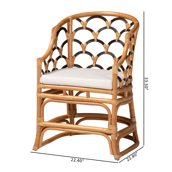 Bali & Pari Veneto Handcrafted Rattan Dining Chair with Scalloped Boho Backrest
