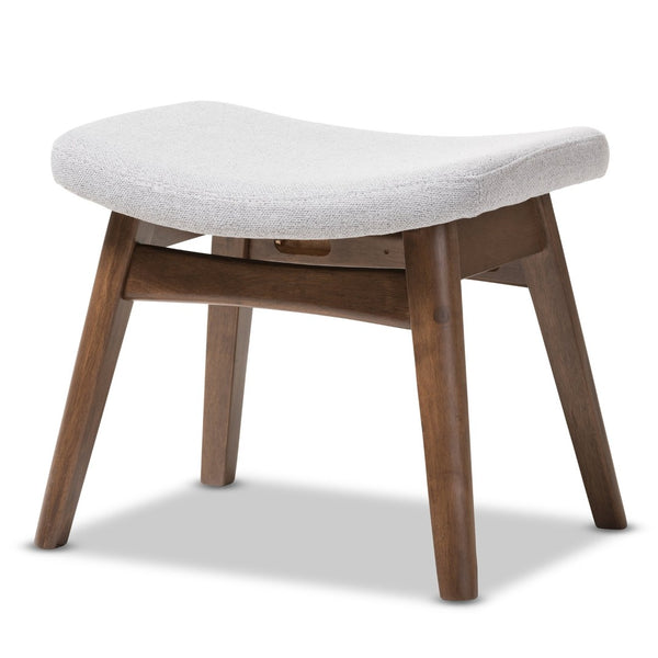 Baxton Studio Baxton Studio Vera Mid-Century Modern Ottoman - Light Grey Upholstered Footstool for Small Spaces Vera-Light-Grey-Otto
