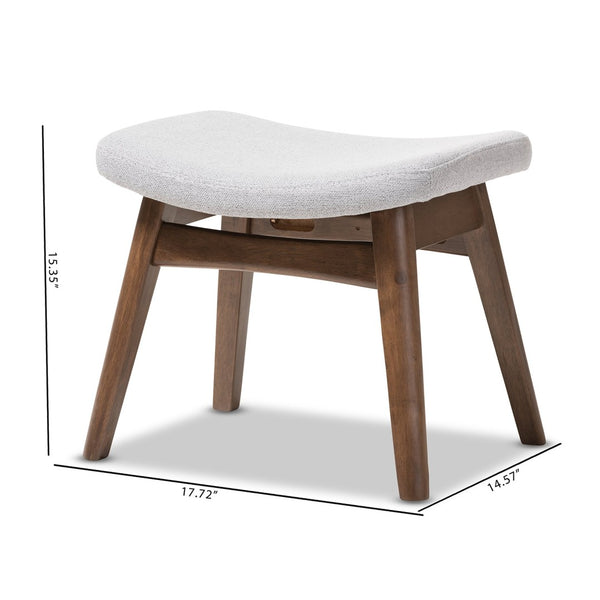 Baxton Studio Baxton Studio Vera Mid-Century Modern Ottoman - Light Grey Upholstered Footstool for Small Spaces Vera-Light-Grey-Otto