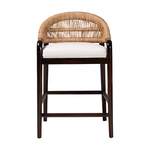 Bali & Pari Vero Solid Mahogany Handwoven Seagrass Counter Stool for Kitchen or Bar