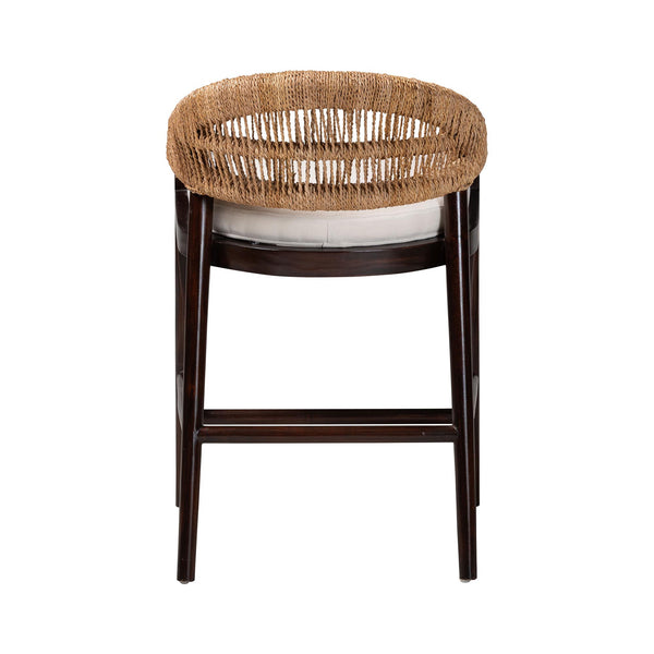 Bali & Pari Vero Solid Mahogany Handwoven Seagrass Counter Stool for Kitchen or Bar
