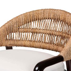 Bali & Pari Vero Solid Mahogany Handwoven Seagrass Counter Stool for Kitchen or Bar