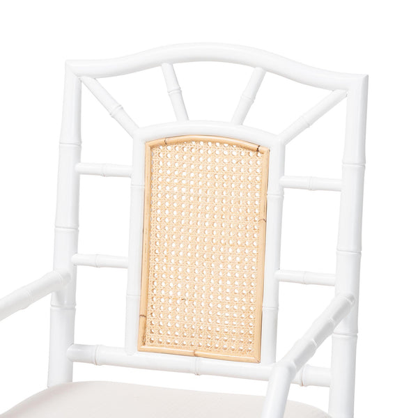 Bali & Pari Victor Mahogany Rattan Dining Arm Chairs Bohemian Coastal Set of 2