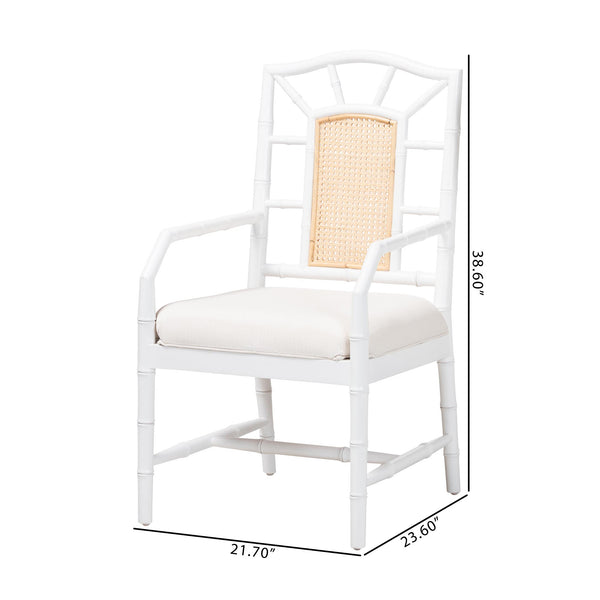 Bali & Pari Victor Mahogany Rattan Dining Arm Chairs Bohemian Coastal Set of 2