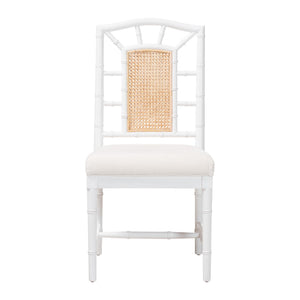 Bali & Pari Victor Solid Mahogany Rattan Back Dining Chair for Coastal Interiors