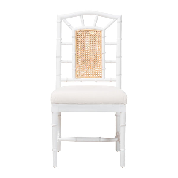 Bali & Pari Victor Solid Mahogany Rattan Back Dining Chair for Coastal Interiors