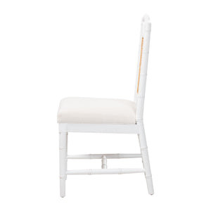 Bali & Pari Victor Solid Mahogany Rattan Back Dining Chair for Coastal Interiors