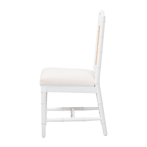 Bali & Pari Victor Solid Mahogany Rattan Back Dining Chair for Coastal Interiors