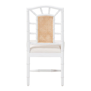 Bali & Pari Victor Solid Mahogany Rattan Back Dining Chair for Coastal Interiors