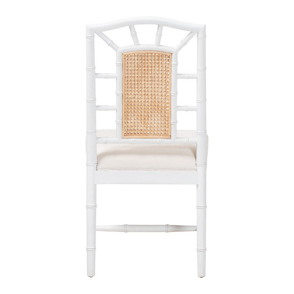 Bali & Pari Victor Solid Mahogany Rattan Back Dining Chair for Coastal Interiors