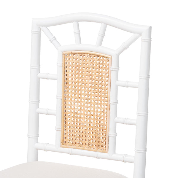 Bali & Pari Victor Solid Mahogany Rattan Back Dining Chair for Coastal Interiors
